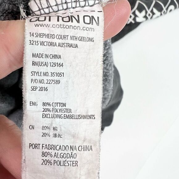 Cotton on HARAJUKU JPN TOKYO Sweatshirts Mens Large Acid Black Hooded Distressed - Picture 4 of 9